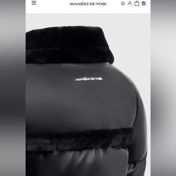 Manière De Voir coat VEGAN LEATHER AND PLUSH PUFFER BIKER JACKET - BLACK - US 8 - Picture 5 of 5